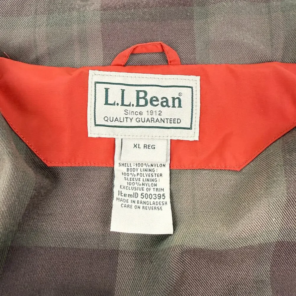 L.L.Bean Nylon Jacket XL Red Orange Zip Bomber Outdoor Gorpcore Utility 2000s